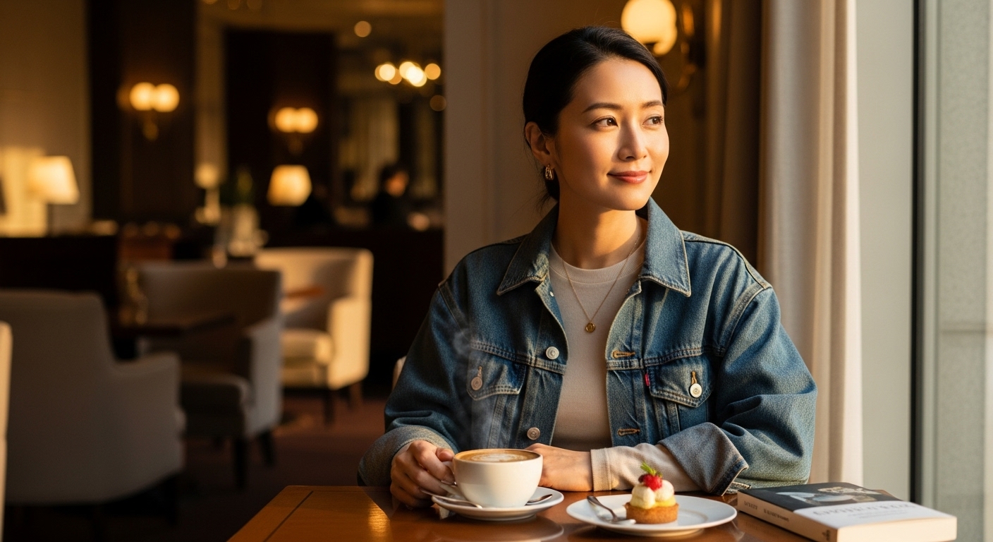 仕事終わりに自分磨きやカフェでの時間を楽しむ、プライベートも充実した日本人女性。