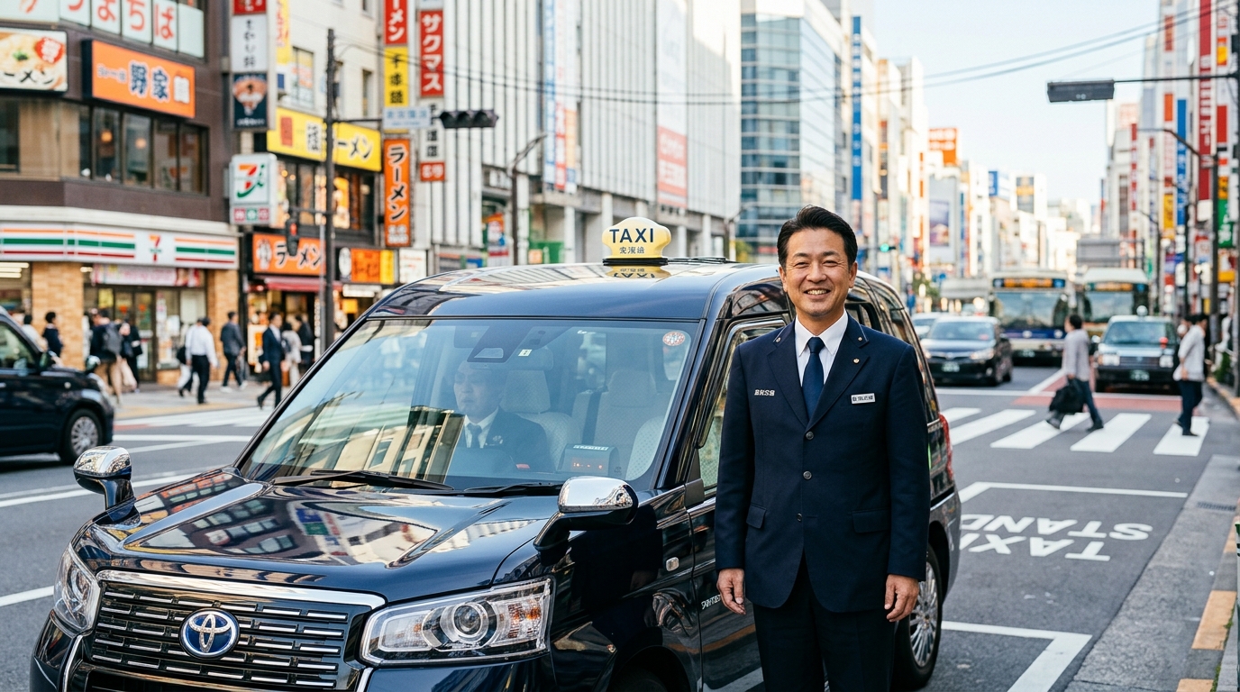 あんしんネットで活躍するプロフェッショナルなタクシードライバーのイメージ