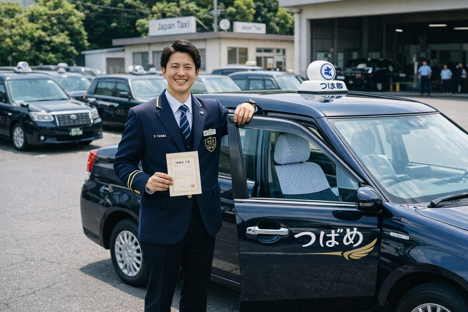 未経験から成長した若手タクシードライバーのイメージ、入社半年で成果を出す様子